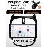 Conio Peugeot 206 1999-2010 Uyumlu 4gb Ram 32GB Android 14 Navigasyon Multimedya Tesla Ekran Kablosuz Carplay Android Auto Bluetooth Wifi Geri Görüş Kameralı - Siyah