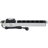 Connect 19" 1u 6'lı Schuko Soketli Alüminyum Rack Kabin Grup Prizi Pdu