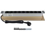 Connect 19" 1u 9'lu Schuko Soketli Alüminyum Rack Kabin Grup Prizi Pdu