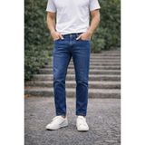 Connemara Erkek Slim Fit Lacivert Kot Pantolon – Doğal Yıkama, Dar Paça, Denim Kumaş - Açık Mavi - 36
