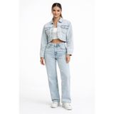 connemara Jeans Kadın Mavi Crop Denim Ceket – Rahat Kalıp Jean Ceket