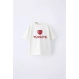 Connemara Türkiye Baskılı Oversize Çocuk Tişört – World Cup Temalı Pamuklu Kısa Kollu T-Shirt Dünya Kupası - 7 - 8 Yaş - Baby Sketching
