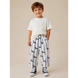 Connemara Unisex Köpek Desenli Çizgili Çocuk Pantolon Bol Paça Rahat Balon Kalıp - 6 - 7 Yaş - Baby Sketching