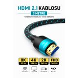 CONOCER 8K HDMI 2.1 Premium Güçlendirilmiş Örgülü 3 Metre HDMI Kablosu 8K 60Hz 4K 144Hz 1080P 360Hz