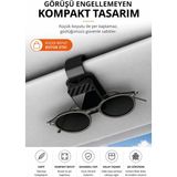CONOCER Araç Güneşliği Gözlük Tutucu Klipsi Kilitli Tuşlu Premium Gözlük Askısı Çizilmeyi Önleyen Ped Siyah