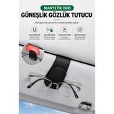 CONOCER Araç Güneşlik Gözlük Tutucu Manyetik Deri Gözlük Klipsi Güçlü Mıktıs Şık Tasarım Soft Doku Siyah