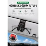 CONOCER Araç Güneşlik Gözlük Tutucu Manyetikli Deri Gözlük Klipsi Güçlü Mıknatıslı Soft Doku Karbon Fiber Tasarım