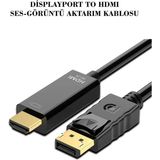 Conocer Displayport HDMI 4K Görüntü ve Ses Aktarım Kablosu 3 Metre Altın Uçlu Uyumlu Monitör Bağlantı - Black - 3 Metre