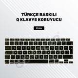 Conocer Furenfa Macbook Air 2020 13 Inc M1 A2337 / A2179 Uyumlu Türkçe Q Klavye Slim Şeffaf Klavye Koruyucu Kılıf - Siyah