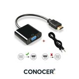 CONOCER HDMI To VGA Çevirici Adaptör Ses Destekli AUX Çıkışlı USB Güç Destekli Monitör Dönüştürücü