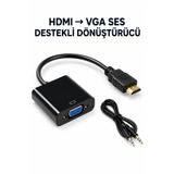 CONOCER HDMI To VGA Çevirici Adaptör Ses Destekli AUX Çıkışlı USB Güç Destekli Monitör Dönüştürücü
