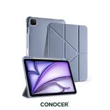 CONOCER iPad Air 4/5/6/7/8. Nesil 10.9/11 (M2/M3/M4/2020/2022) & iPad Pro 11 1/2/3/4. Nesil Kalem Bölmeli Uyku Modlu Standlı Kılıf Lavanta Gri