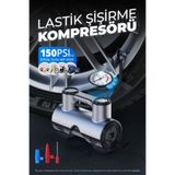 CONOCER Kompresör Lastik Şişirme Pompası 12V Çakmaklık Girişli Metal Motorlu Basınç Göstergeli