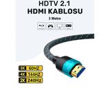 Conocer Ultra Yüksek Hızlı 8k HDMI 2.1 Örgü Kablo 3 Metre HDTV Bağlantısı İçin Uyumlu - Mavi