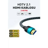 CONOCER Ultra Yüksek Hızlı 8k Hdmi 2.1 Örgü Kablo, 4k 144hz Hdmi Örgü Kablosu 2 Metre Hdtv Kablosu