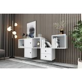Consola Raflı Dolaplı Çekmeceli Duvar Konsolu Beyaz 168 Cm Kns-1129-Ç