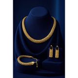 Constanza Exclusive Elara Chain Altın Kaplama Kolye Bileklik Küpe 3'lü Takı Seti