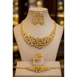 Constanza Exclusive Golden Bloom Altın Kaplama Özel Tasarum 4'lü Takı Seti Düğün Ve Hediyelik 5072