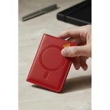 CONSTRAIN - Apple ile uyumlu iPhone "12-13-14-15-16-17 Plus/Pro/Max" - MagSafe ile uyumlu Premium Deri Kartlık Cüzdan Stand KIRMIZI - KIRMIZI