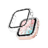 CONSTRAIN - Apple Watch 7/8/9 45mm ile Uyumlu Ekran Koruyuculu Tek Sıra Kenar Taşlı Sert PC Kasa Koruyucu - Pembe