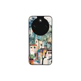 CONSTRAIN - Honor Magic8 Lite ile uyumlu Magic 8 Kılıf Boyalı Tablo Desenli Fiyonk Ve Leopar Tasarımlı 3D Ayna Görünümlü Korumalı Kapak - Beyaz