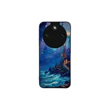 CONSTRAIN - Honor Magic8 Lite ile uyumlu Magic 8 Kılıf Boyalı Tablo Desenli Fiyonk Ve Leopar Tasarımlı 3D Ayna Görünümlü Korumalı Kapak - Mavi
