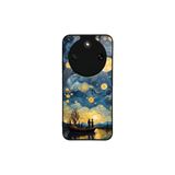 CONSTRAIN - Honor Magic8 Lite ile uyumlu Magic 8 Kılıf Boyalı Tablo Desenli Fiyonk Ve Leopar Tasarımlı 3D Ayna Görünümlü Korumalı Kapak - Turkuaz
