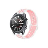 CONSTRAIN Huawei Honor Magic Watch 2 46mm İle Uyumlu 22mm Delikli Silikon Spor Kordon Nefes Alan Hafif Tere Dayanıklı Ayarlanabilir Akıllı Saat Kayışı - Beyaz-Pembe