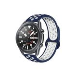 CONSTRAIN Huawei Honor Magic Watch 2 46mm İle Uyumlu 22mm Delikli Silikon Spor Kordon Nefes Alan Hafif Tere Dayanıklı Ayarlanabilir Akıllı Saat Kayışı - Mavi-Beyaz