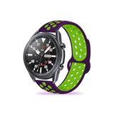 CONSTRAIN Huawei Honor Magic Watch 2 46mm İle Uyumlu 22mm Delikli Silikon Spor Kordon Nefes Alan Hafif Tere Dayanıklı Ayarlanabilir Akıllı Saat Kayışı - Mor-Yeşil