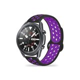 CONSTRAIN Huawei Honor Magic Watch 2 46mm İle Uyumlu 22mm Delikli Silikon Spor Kordon Nefes Alan Hafif Tere Dayanıklı Ayarlanabilir Akıllı Saat Kayışı - Siyah-Mor