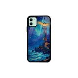 CONSTRAIN - iPhone 11 ile uyumlu Kılıf Boyalı Tablo Desenli Fiyonk Ve Leopar Tasarımlı 3D Ayna Görünümlü Korumalı Kapak - Mavi