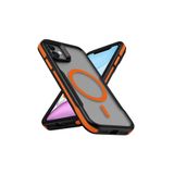CONSTRAIN iPhone 11 ile uyumlu Zore Lamer Kapak MagSafe destekli Turuncu Kenarlı Mat Buz Şeffaf Kılıf – Airbag Köşe Koruma, Kamera Korumalı