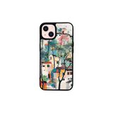 CONSTRAIN - iPhone 14 ile uyumlu 13 - Kılıf Boyalı Tablo Desenli Fiyonk Ve Leopar Tasarımlı 3D Ayna Görünümlü Korumalı Kapak - Beyaz 2