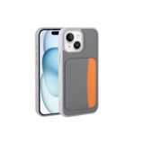 CONSTRAIN - iPhone 14 ile uyumlu 13 - Kılıf Kamera Korumalı Kartlıklı Cüzdanlı Renkli Tuşlu Deri Tasarımlı Silikon - Gri