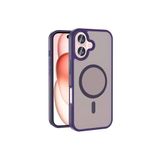 CONSTRAIN iPhone 16 Plus ile Uyumlu MagSafe ile Uyumlu Mat Yarı Saydam Darbeye Dayanıklı Şok Emici Kamera Korumalı Kılıf - Derin Mor