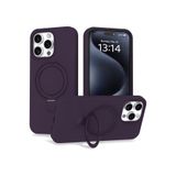 CONSTRAIN - iPhone 16 Pro ile uyumlu Apple Kılıf Magsafe ile uyumlu Halkalı Extra Standlı içi Kadife Yumuşak Renkli Silikon Kapak - Derin Mor