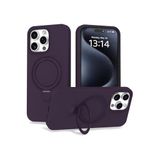 CONSTRAIN - iPhone 16 Pro Max ile uyumlu Apple Kılıf Magsafe ile uyumlu Halkalı Extra Standlı içi Kadife Yumuşak Renkli Silikon Kapak - Derin Mor