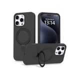 CONSTRAIN - iPhone 16 Pro Max ile uyumlu Apple Kılıf Magsafe ile uyumlu Halkalı Extra Standlı içi Kadife Yumuşak Renkli Silikon Kapak - Gri