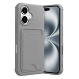 CONSTRAIN - iPhone 17 ile uyumlu Kılıf Kamera Ve Köşe Korumalı Kartlıklı Cüzdanlı Yumuşak Renkli Silikon Kapak içi Kadife - Gri