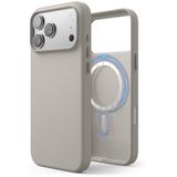 CONSTRAIN - iPhone 17 Pro ile uyumlu Kılıf Leather Magsafe ile uyumlu Deri Liquid Kapak Hassas Butonlu içi Kadife Sert Silikon - Gri