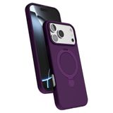 CONSTRAIN - iPhone 17 Pro ile uyumlu Kılıf Magsafe ile uyumlu Halkalı Extra Standlı içi Kadife Yumuşak Mat Renkli Süet Silikon Kapak - Mor