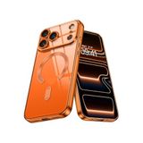 CONSTRAIN - iPhone 17 Pro Max ile uyumlu İphone Kılıf Tam Kamera Korumalı Magsafe ile uyumlu Destekli Turuncu Kenarlı Arkası Şeffaf Kapak