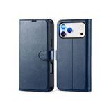 CONSTRAIN - iPhone 17 Pro Max ile uyumlu Kılıf 360 Tam Kaplar Deri Dokulu Kapaklı Cüzdan Standlı Kartvizitli Kopçalı - Lacivert
