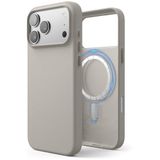 CONSTRAIN - iPhone 17 Pro Max ile uyumlu Kılıf Leather Magsafe ile uyumlu Deri Liquid Kapak Hassas Butonlı içi Kadife Sert Silikon - Gri
