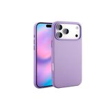 CONSTRAIN - iPhone 17 Pro Max ile uyumlu Kılıf Leather Magsafe ile uyumlu Deri Liquid Kapak Hassas Butonlı içi Kadife Sert Silikon - Mor