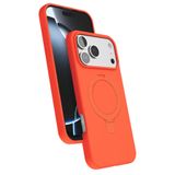 CONSTRAIN - iPhone 17 Pro Max ile uyumlu Kılıf Magsafe ile uyumlu Halkalı Extra Standlı içi Kadife Yumuşak Renkli Süet Silikon Kapak - Turuncu