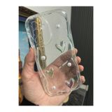 CONSTRAIN - Samsung Galaxy A17 ile uyumlu Kılıf 3D Kalpli İnci Tasarımlı Desenli Dalgalı Kenarlı Şeffaf Silikon Kapak - Beyaz