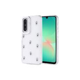 CONSTRAIN - Samsung Galaxy A17 ile uyumlu Kılıf Fiyonk Desenli Şeffaf Simli Darbeye Karşı Dayanıklı Papyon Işıltılı Kapak - beyaz