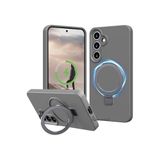 CONSTRAIN - Samsung Galaxy A26 ile uyumlu Kılıf Magsafe ile uyumlu Halkalı Extra Standlı içi Kadife Yumuşak Renkli Silikon Kapak - Gri